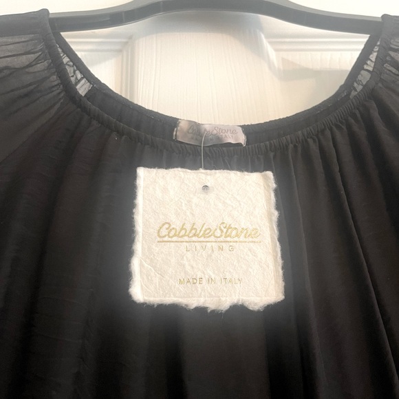 NWT Cobblestone Ruffle Sleeve Silk Black Blouse One size - Picture 4 of 5